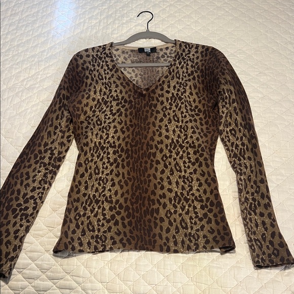 Saks Fifth Avenue Animal Print Knit Top - Picture 1 of 2
